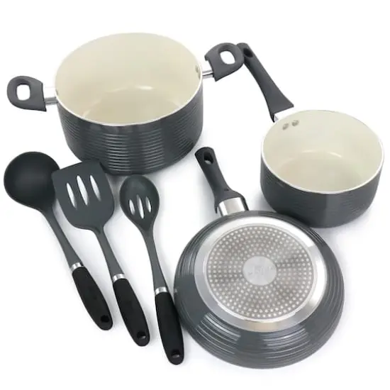 Oster Ridge Valley 8-Piece Gray Aluminum Nonstick Cookware Set {9}