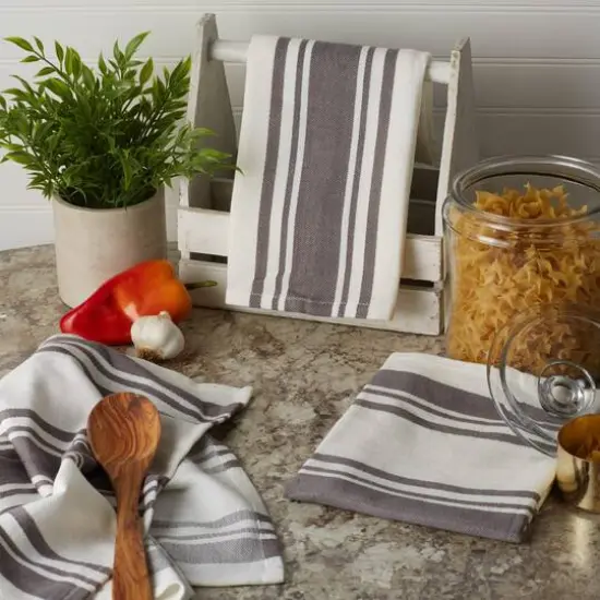 DII&reg; Gray Chef Stripe Dish Towels, 3ct. {3}