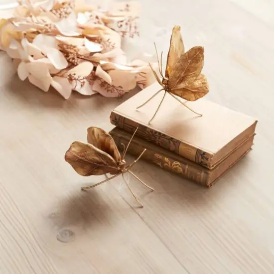 Golden Brown Leaf Butterfly Shelf Sitter Set {7}