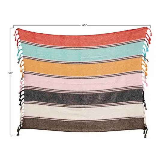 Hello Honey&reg; Multicolor Stripe Recycled Cotton Blend Throw Blanket with Braided Fringe {7}
