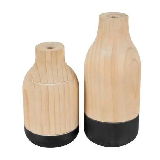 Natural Wood Color Block Vase Set {1}