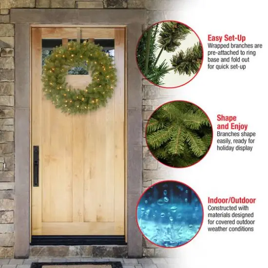 24" North Valley&reg; Spruce Wreath with Dual Color LED Lights {6}
