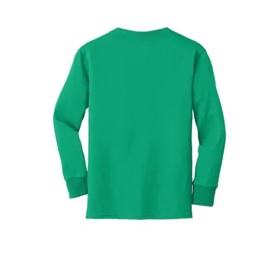 Port & Company&reg; Youth Long Sleeve Core Cotton T-Shirt Kelly {4}