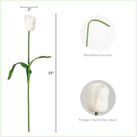 25" White Tulip Flower Stems, 3ct. {5}