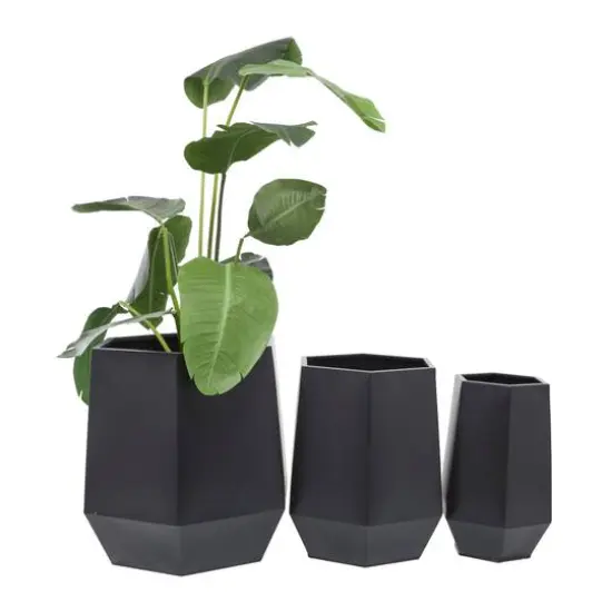 Black Modern Planter, Set of 3" 20", 16", 11" {5}
