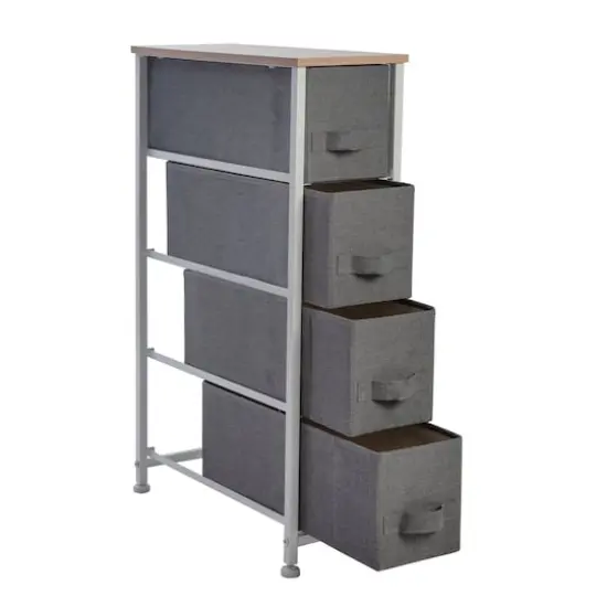 Simplify Gray 4 Drawer Narrow Storage Chest {1}