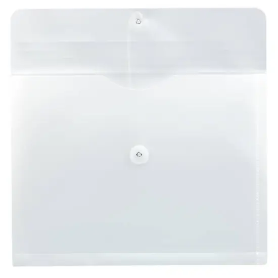 JAM Paper Letter Booklet Plastic Envelopes with Button & String Tie Closure, 12ct. White {4}