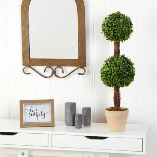 2ft. Boxwood Double Ball Topiary Tree in Cream Planter {4}