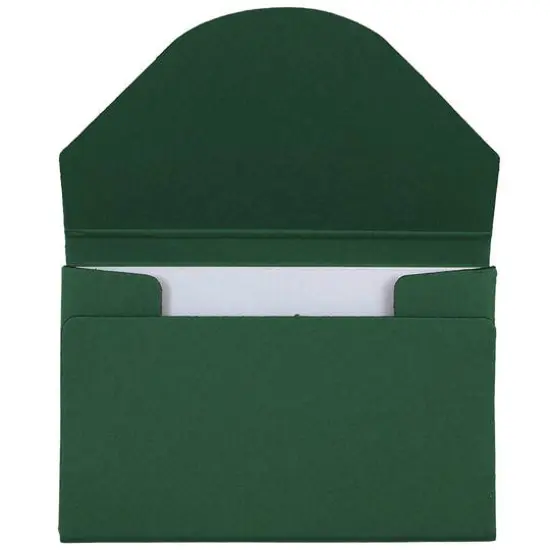 JAM Paper Kraft Ecoboard Business Card Case with Round Flap Green {4}