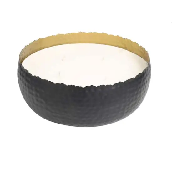 90oz Campfire Scented White 4 Wick Candle in Hammered Matte Black Bowl {4}