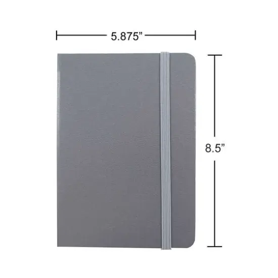 JAM Paper Large Hardcover Notebook with Elastic Band Grey {7}