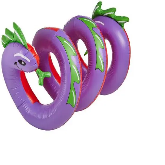 Swim Central 96" Inflatable Purple & Green Two Headed Curly Serpent Swimming Pool Float {1}