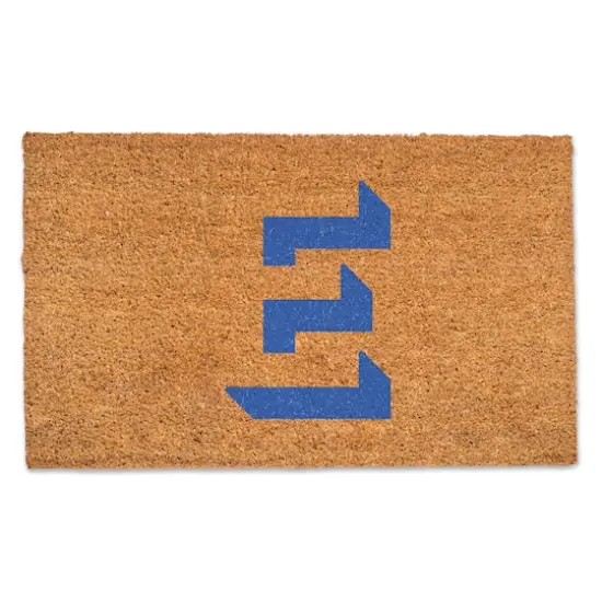 Blue Shadow Monogram Natural Coir Doormat E {1}