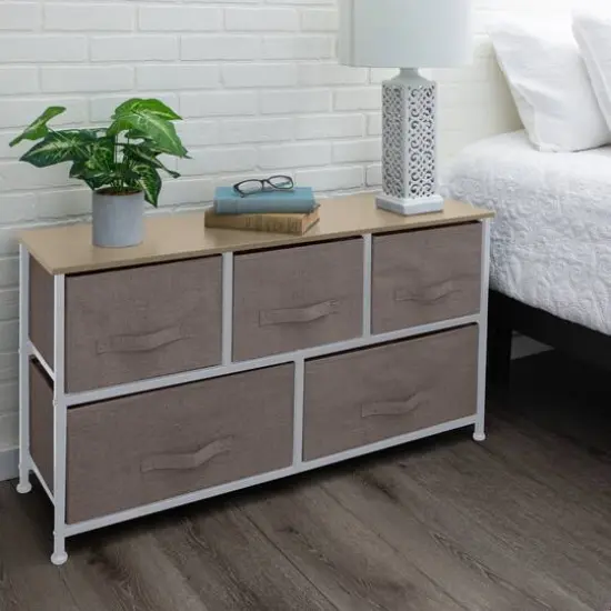 Simplify 5 Drawer Storage Dresser Beige {4}