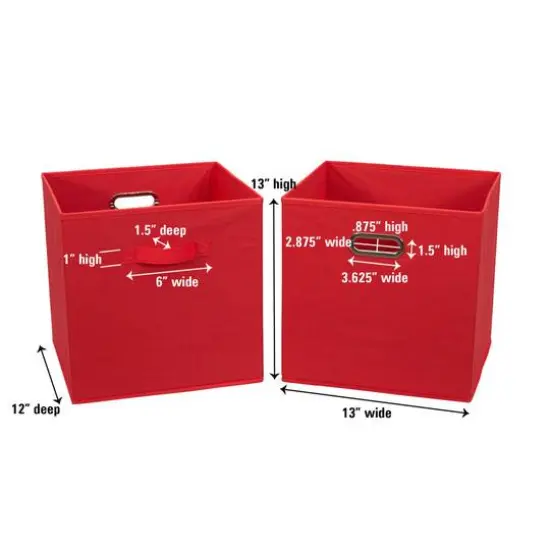 2 Pack Household Essentials 13" Fabric Storage Bins Red {5}