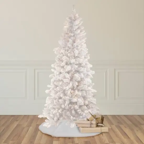 9ft. Pre-Lit Flocked Norway Pine Artificial Christmas Tree, Warm White LED Lights {3}