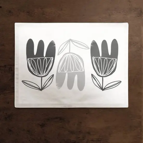 Mid Mod Gray Florals 18" x 14" Cotton Twill Placemat {3}