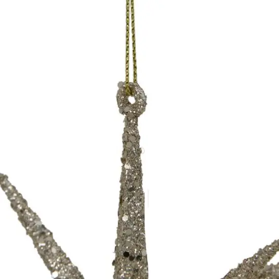 Sparkling Silver Glitter Starburst Ornament {4}