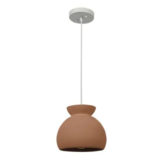 Hello Honey&reg; Sienna Matte Terra Cotta Boho Ceramic Ceiling Light with White Fabric Cord {1}