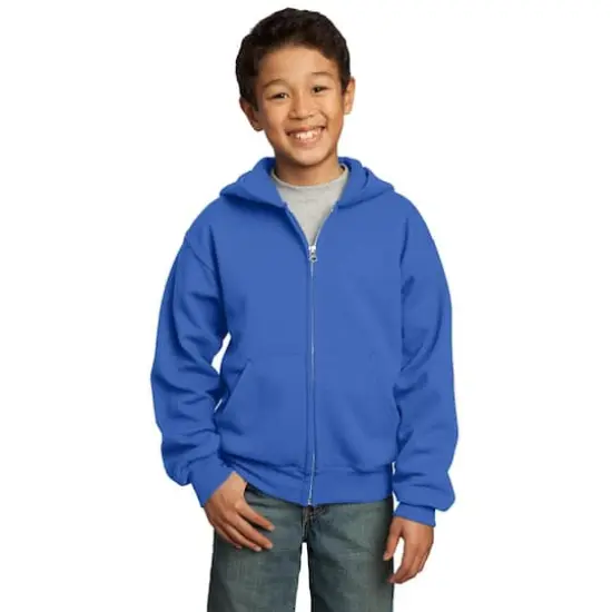 Port & Company® Youth Core Fleece Full-Zip Hooded Sweatshirt Royal {4}