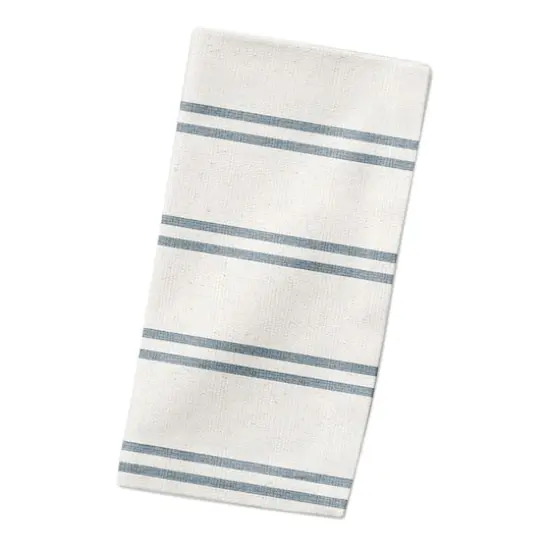 Double Stripe Cotton Twill Napkin Blue/White {3}