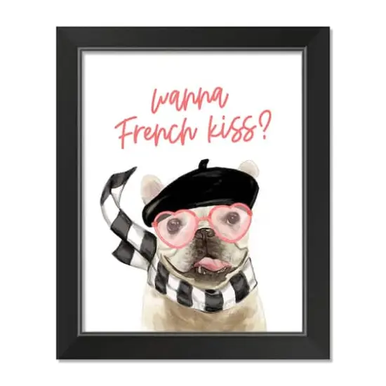 Wanna French Kiss Black Framed Print Under Plexiglass {1}