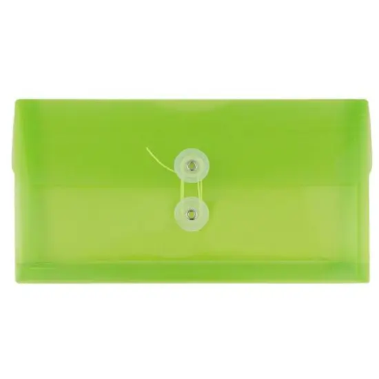 JAM Paper #10 Plastic Envelopes with Button & String Tie Closure, 12ct. Lime Green {1}