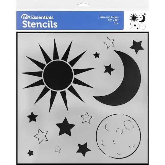 PA Essentials Sun & Moon Stencil, 12" x 12" {1}