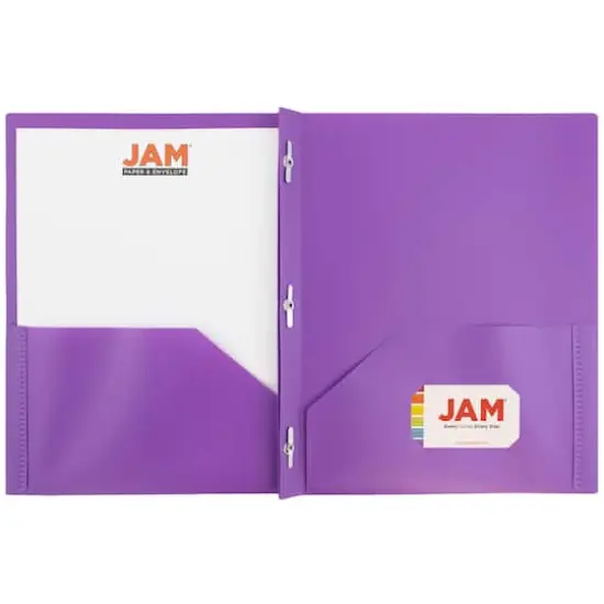 JAM Paper 9.5" x 11" Plastic 2 Pocket School POP Folders with Clasps, 6ct. Purple {5}