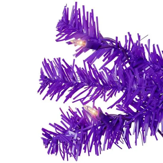 7ft. Pre-Lit Purple Pine Artificial Christmas Tree, Clear Lights {7}