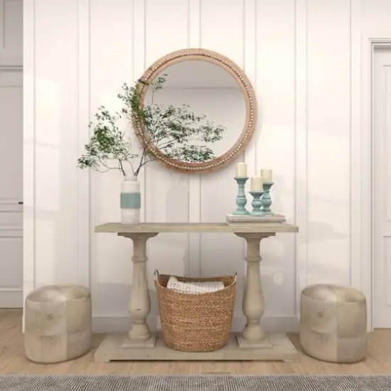 Mango Wood Traditional Candle Holder Set Light Blue {13}