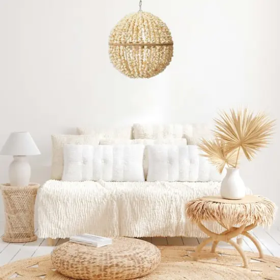 Hello Honey&reg; 19" Round Ball Metal and Shell Ceiling Light {4}