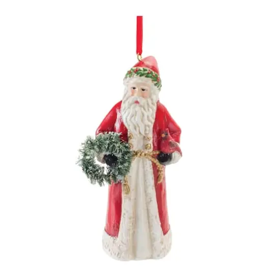 Santa with Cardinal Bird Ornament Set {4}