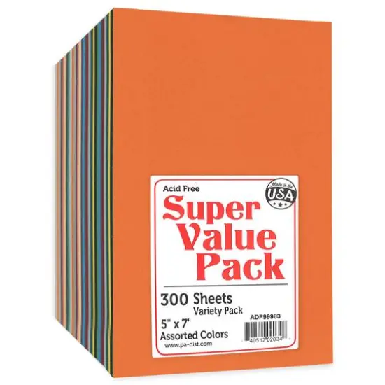 PA Paper&trade; Accents Super Value 5" x 7" Variety Pack Cardstock, 300 Sheets {1}