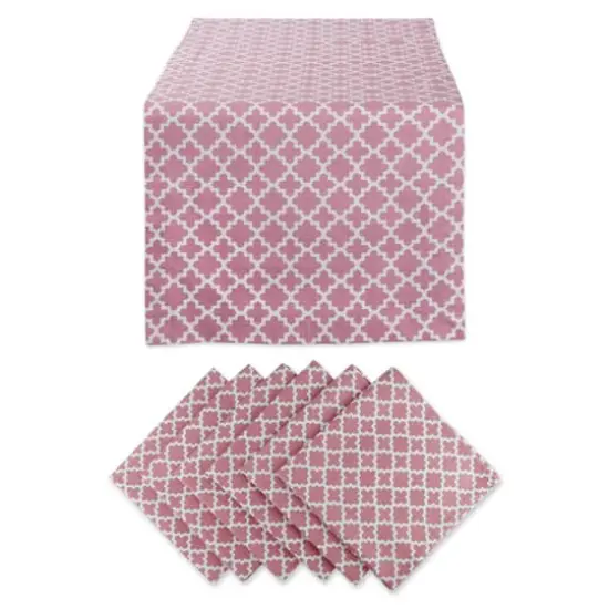 DII&reg; Lattice Table Runner & Napkins Set Rose {1}