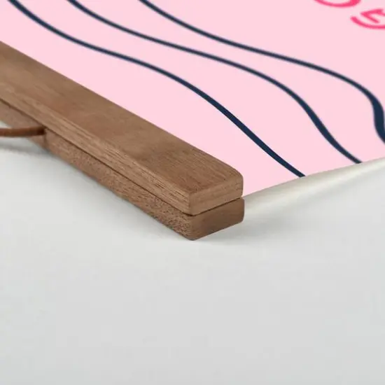 Pink Summer Words 16" x 16" Teak Hanging Canvas {3}