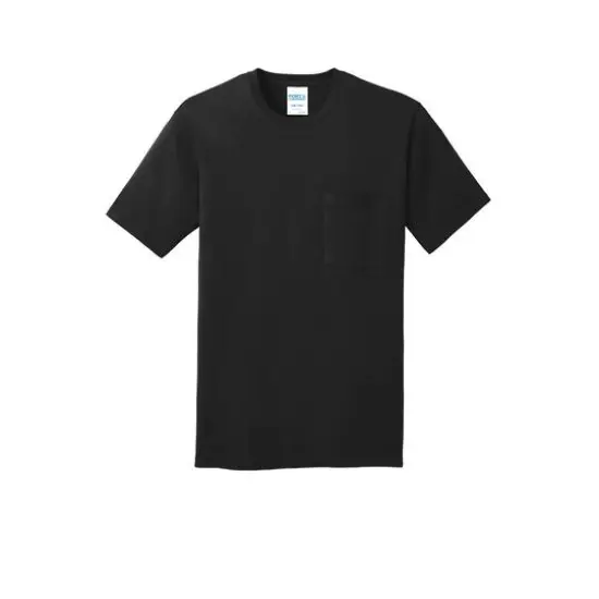 Port & Company® Core Cotton Pocket Adult T-Shirt Jet Black {1}