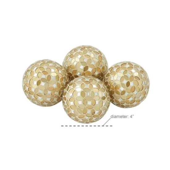 4" Glam Gold & White Plastic Orb Vase Fillers, 4ct. {5}