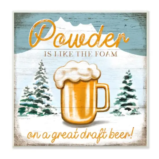 Stupell Industries Powder Like Foam Phrase Winter Mountain Beer Glass,12" x 12" {1}