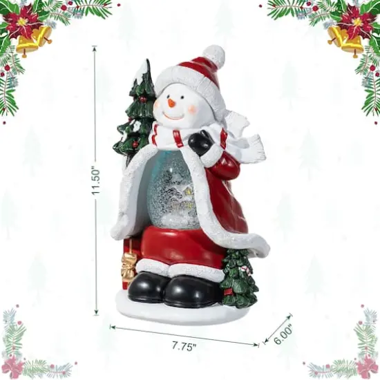 Glitzhome® 100mm Christmas Resin Lighted Snowflakes Snowman Waterglobe {9}
