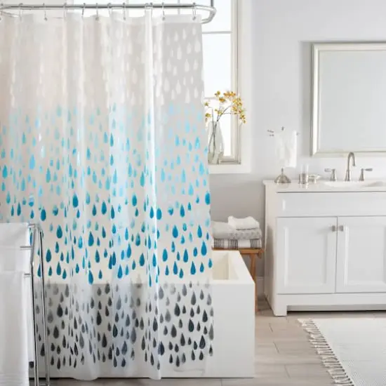 Bath Bliss Ombre Raindrop Design PEVA Shower Curtain {3}