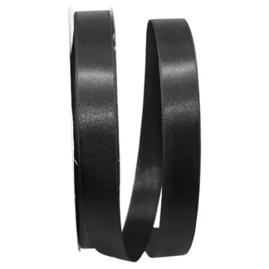 JAM Paper 7/8" x 100yd. Double Face Satin Allure Ribbon Black {1}