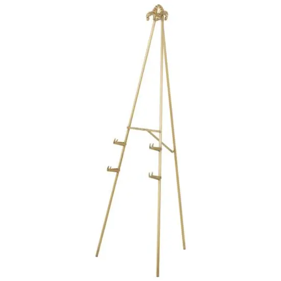 55.25" Gold Metal Large Foldable 2-Tier Display Easel with Scroll Finial {5}