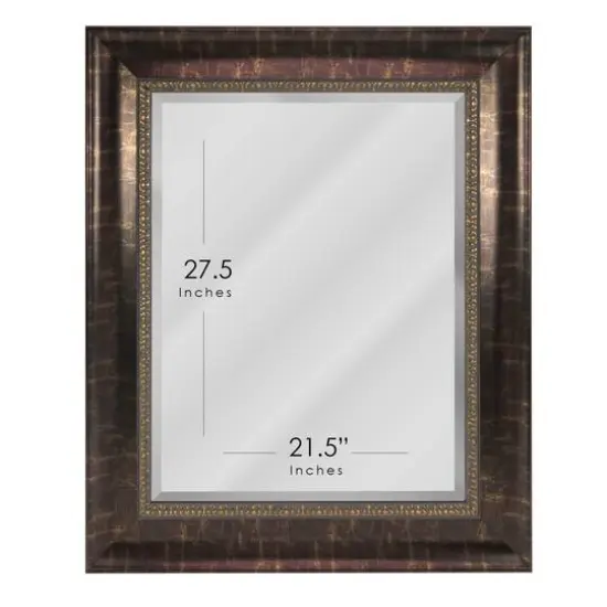 Head West Bronze Distressed 30.5" x 36.5" Framed Beveled Accent Vanity Mirror {7}