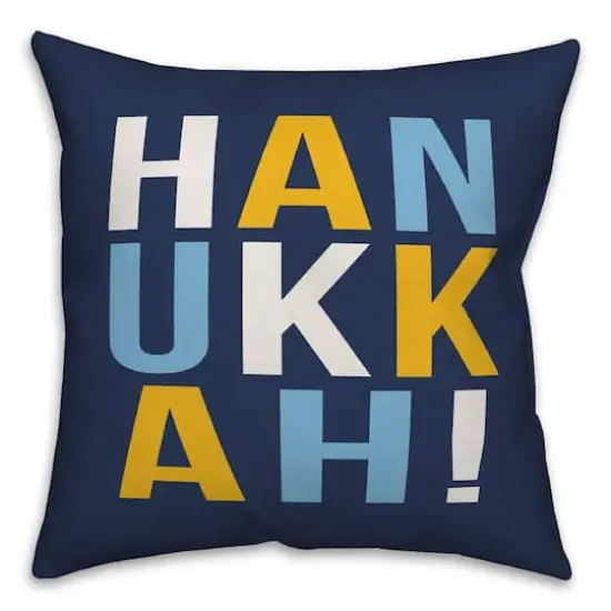 Hanukkah Bold Typography 18x18 Spun Poly Pillow {1}