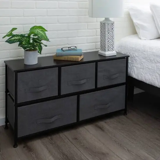 Simplify 5 Drawer Storage Dresser Gray {4}