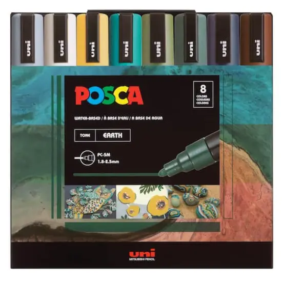 POSCA PC-5M Medium Tip Earth Tones Paint Marker Set {4}