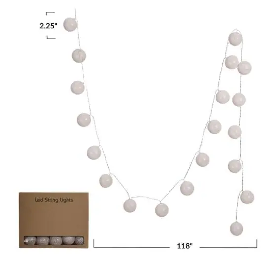 Hello Honey® 20ct. Taupe Fabric String Ball Lights with Plastic Cord {6}