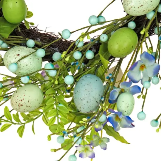 20" Flowering Blue & Green Easter Wreath {4}