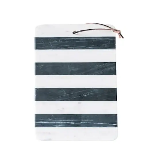 Hello Honey&reg; Black & White Striped Marble Board with Leather Tie {3}